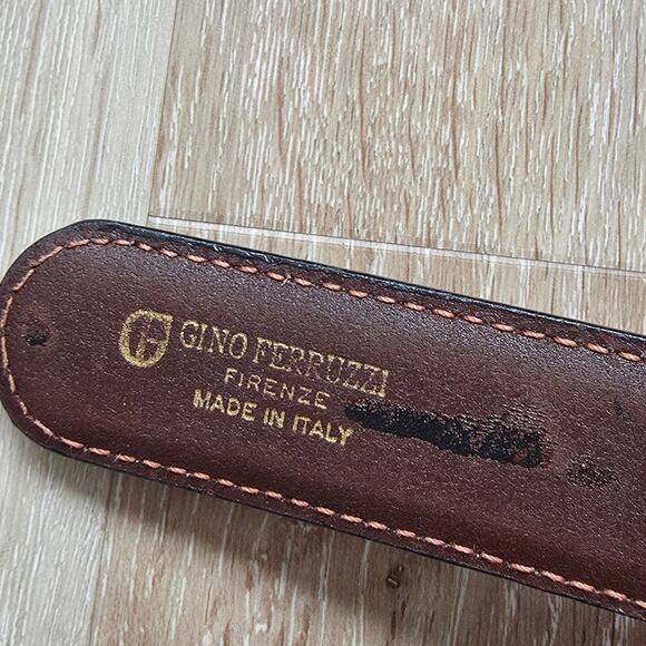 Vintage Gino Ferruzzi Mixed Metal Black Leather Belt One Size Minimalist Basic - Picture 4 of 8